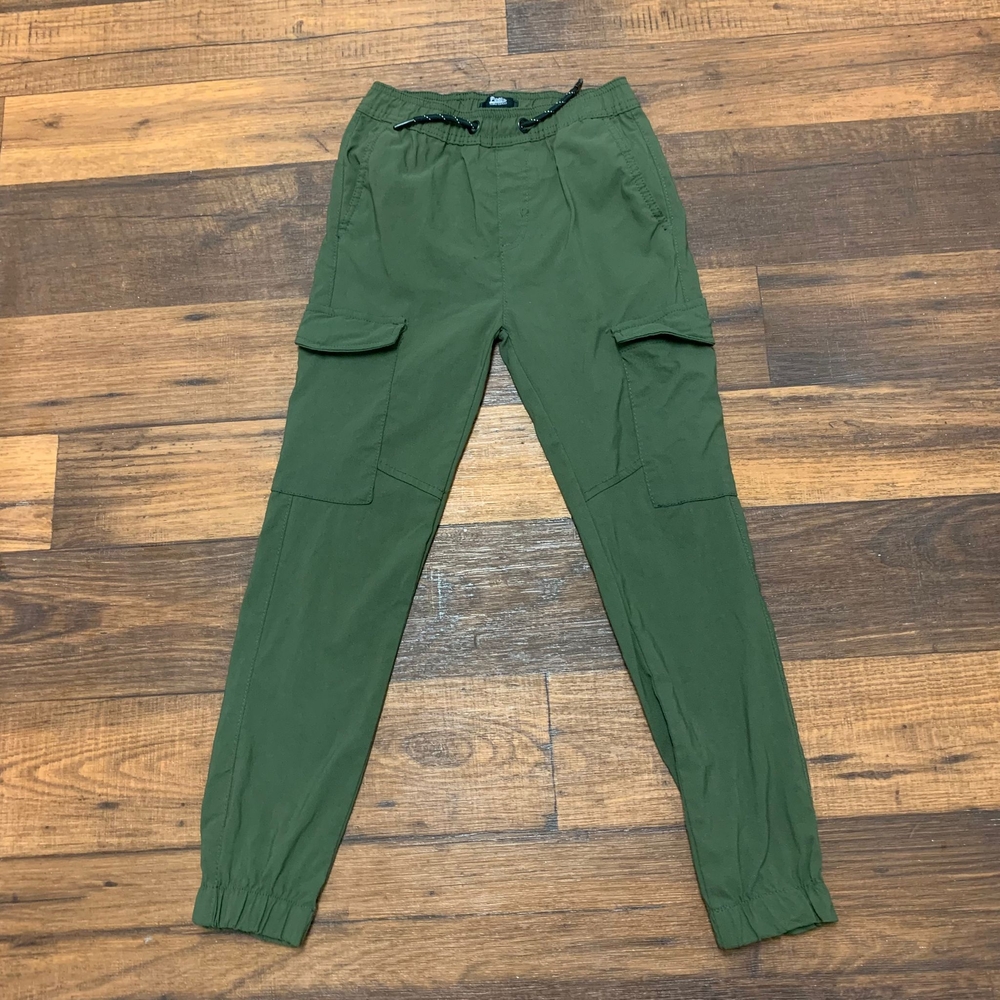 Public Supply Co Boys M 10/12 Green Cargo Jogger Pants Stretch Waist Drawsting